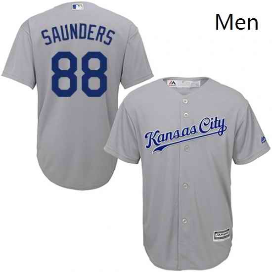 Mens Majestic Kansas City Royals 88 Michael Saunders Replica Grey Road Cool Base MLB Jersey